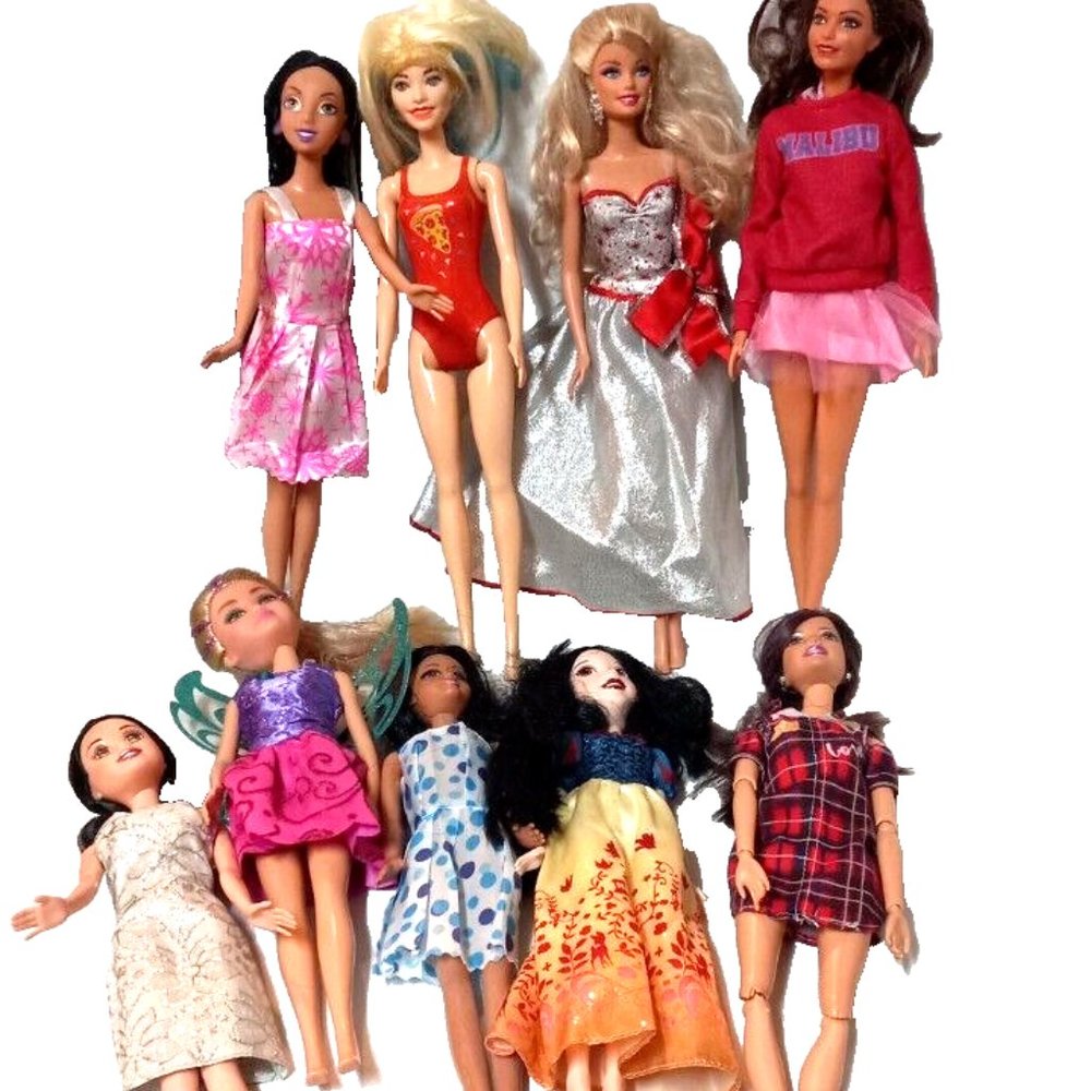 barbies dolls lot of 9 2010 holiday barbie -jasmine-& more